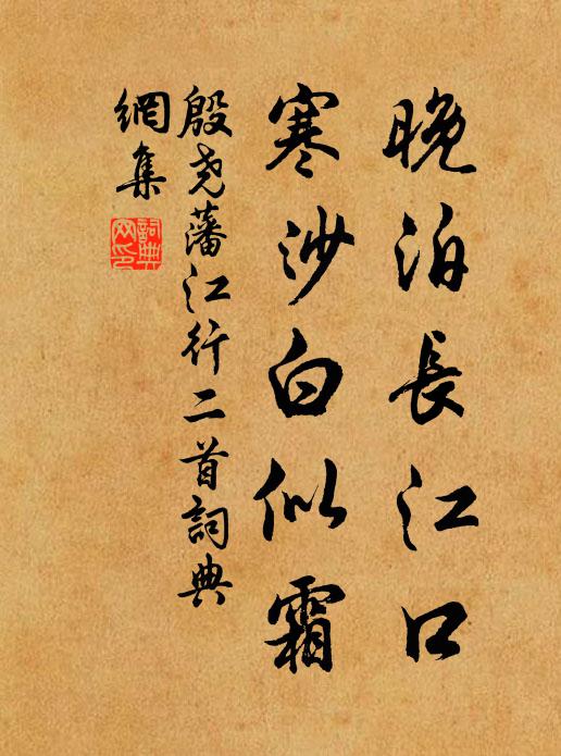 殷尧藩晚泊长江口，寒沙白似霜书法作品欣赏