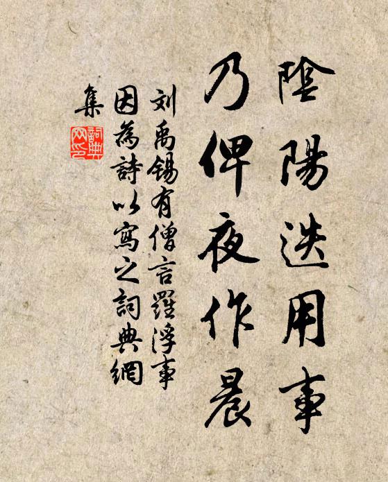 刘禹锡阴阳迭用事，乃俾夜作晨书法作品欣赏