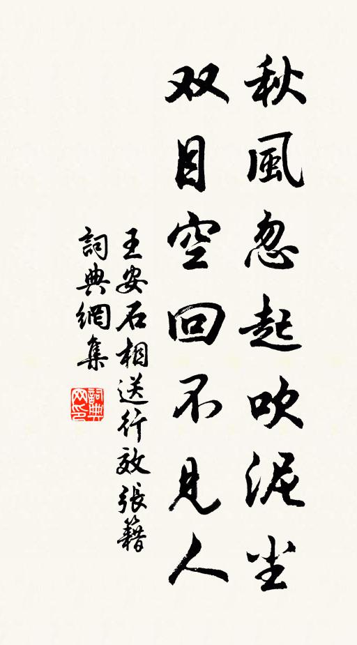 王安石秋风忽起吹泥尘，双目空回不见人书法作品欣赏