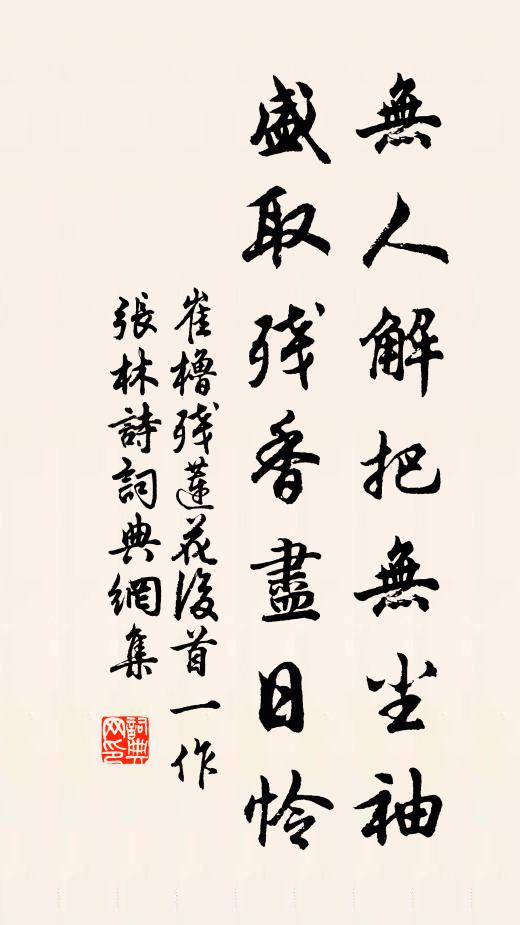 崔橹无人解把无尘袖，盛取残香尽日怜书法作品欣赏