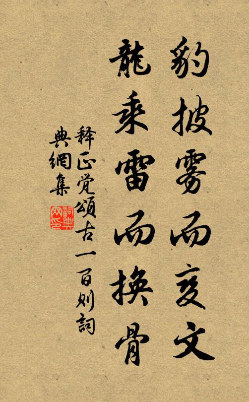释正觉豹披雾而变文，龙乘雷而换骨书法作品欣赏