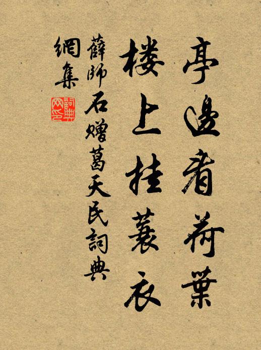 薛师石亭边看荷叶，楼上挂蓑衣书法作品欣赏