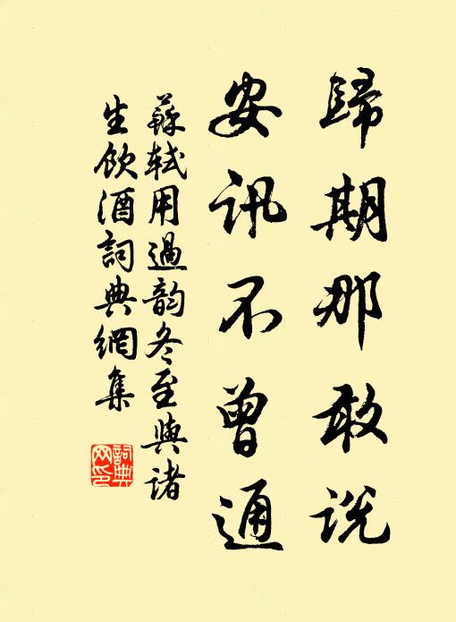 苏轼归期那敢说，安讯不曾通书法作品欣赏