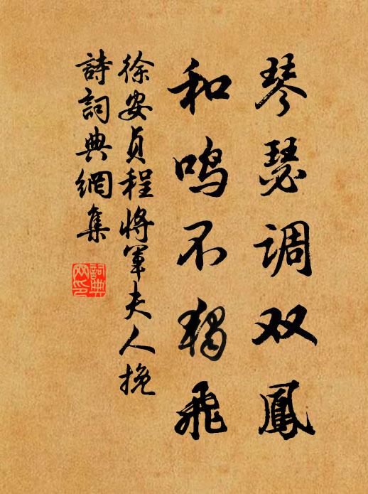 徐安贞琴瑟调双凤，和鸣不独飞书法作品欣赏