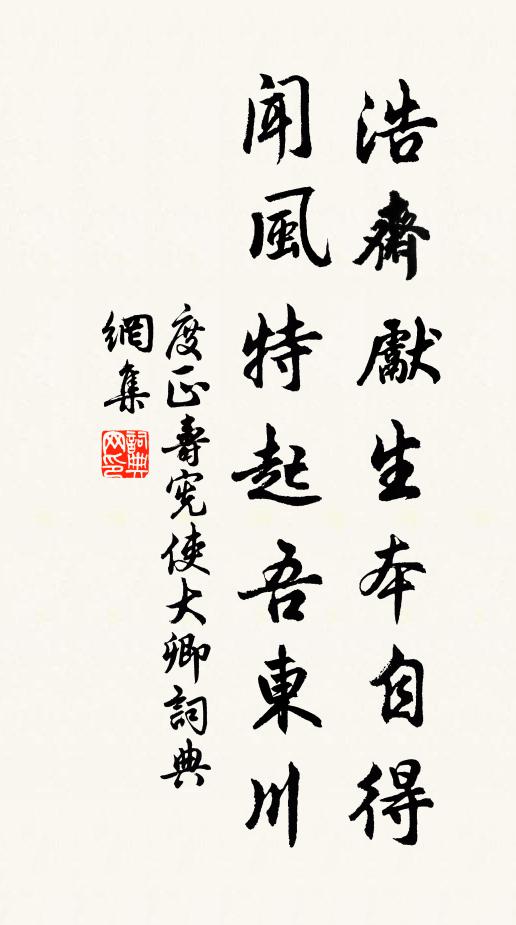 度正浩斋先生本自得，闻风特起吾东川书法作品欣赏