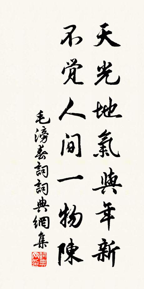 毛滂天光地气与年新，不觉人间一物陈书法作品欣赏