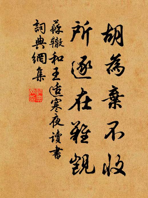 苏辙胡为弃不收，所逐在难觊书法作品欣赏
