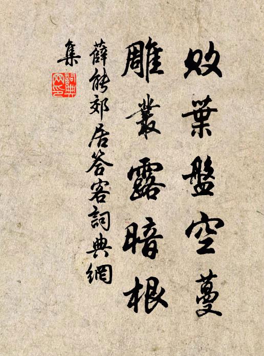 薛能败叶盘空蔓，雕丛露暗根书法作品欣赏