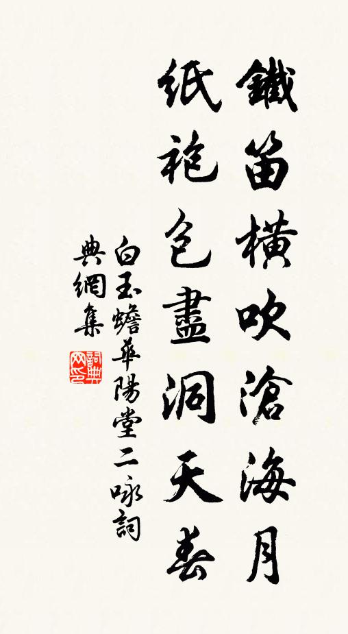 白玉蟾铁笛横吹沧海月，纸袍包尽洞天春书法作品欣赏