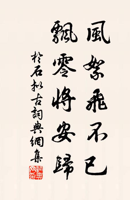 于石风絮飞不已，飘零将安归书法作品欣赏