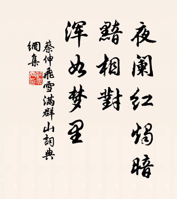 蔡伸夜阑红烛暗，黯相对、浑如梦里书法作品欣赏