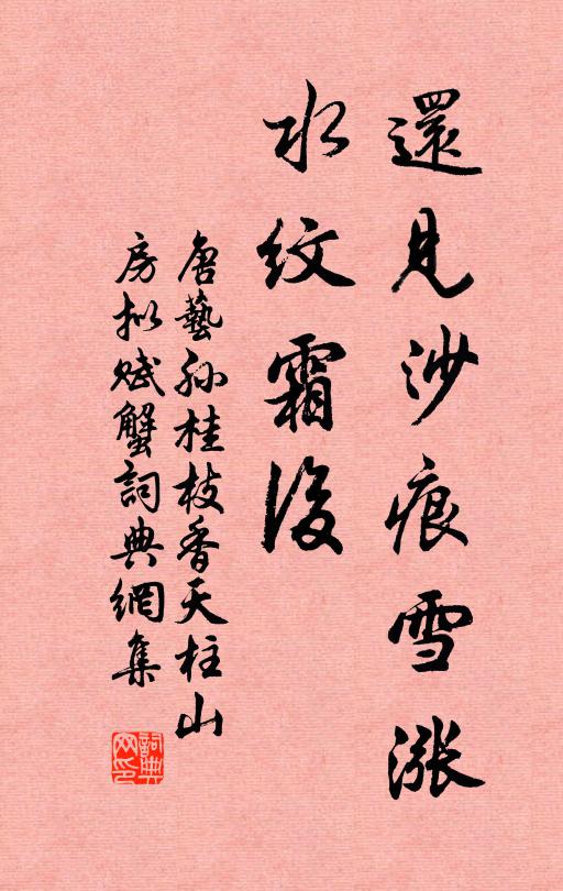 唐艺孙还见沙痕雪涨，水纹霜后书法作品欣赏