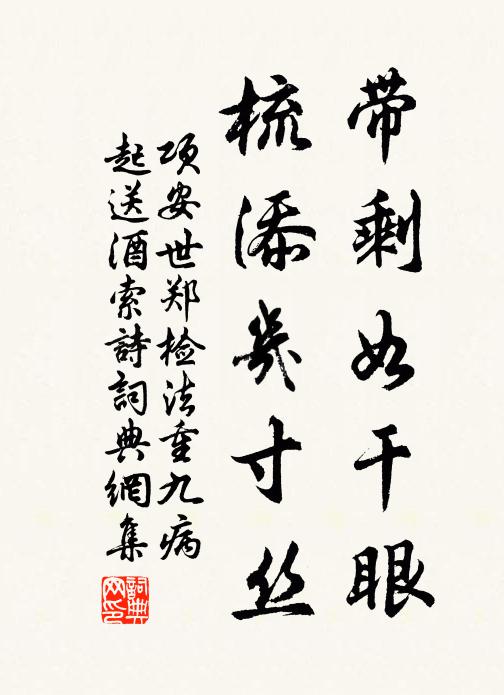 项安世带剩如干眼，梳添几寸丝书法作品欣赏