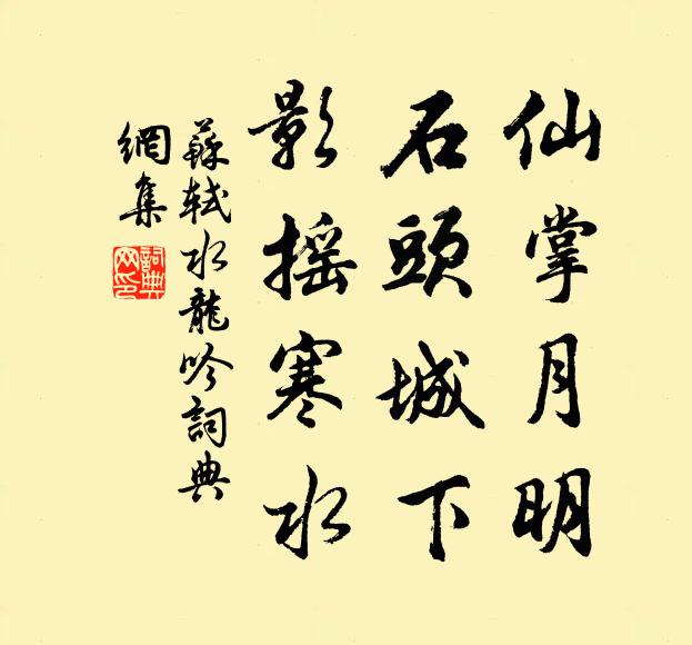 苏轼仙掌月明，石头城下，影摇寒水书法作品欣赏