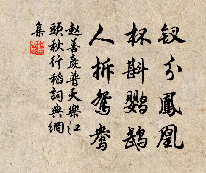赵善庆钗分凤凰，杯斟鹦鹉，人拆鸳鸯书法作品欣赏