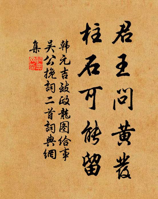 韩元吉君王问黄发，柱石可能留书法作品欣赏