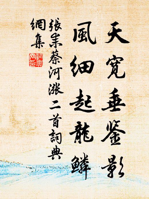 张耒天宽垂鉴影，风细起龙鳞书法作品欣赏