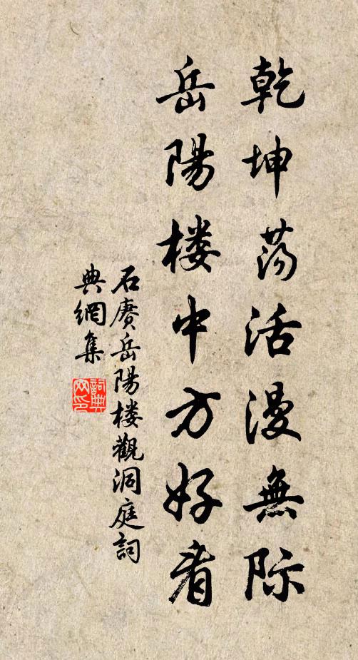 石赓乾坤荡活漫无际，岳阳楼中方好看书法作品欣赏