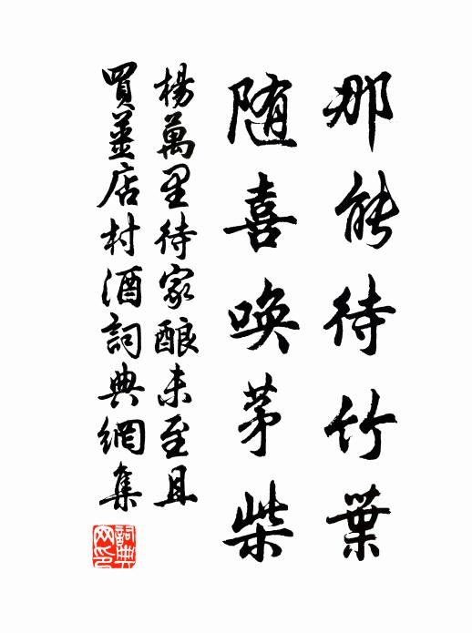 杨万里那能待竹叶，随喜唤茅柴书法作品欣赏