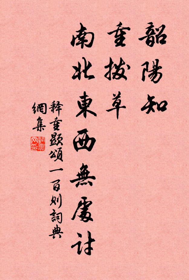 释重顯韶阳知，重拨草，南北东西无处讨书法作品欣赏