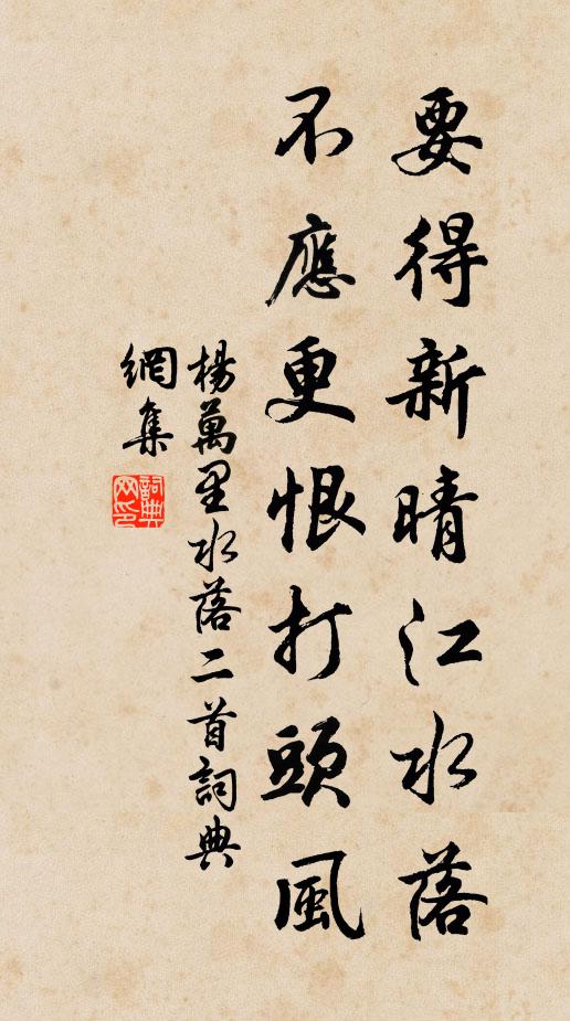 杨万里要得新晴江水落，不应更恨打头风书法作品欣赏