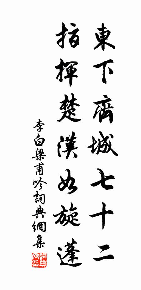 李白东下齐城七十二，指挥楚汉如旋蓬书法作品欣赏