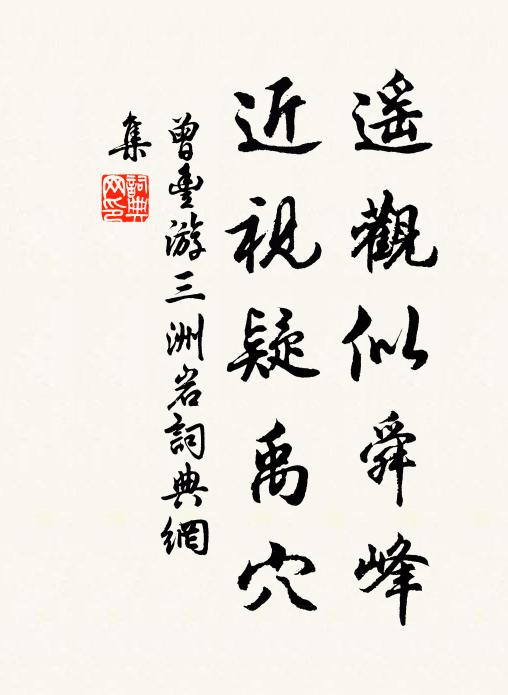 曾丰遥观似舜峰，近视疑禹穴书法作品欣赏
