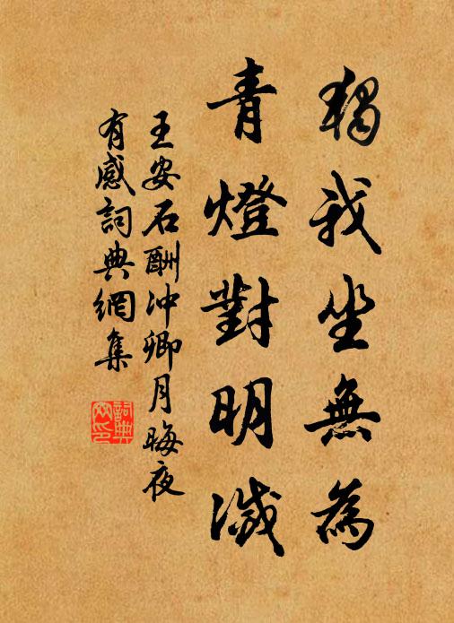 王安石独我坐无为，青灯对明灭书法作品欣赏