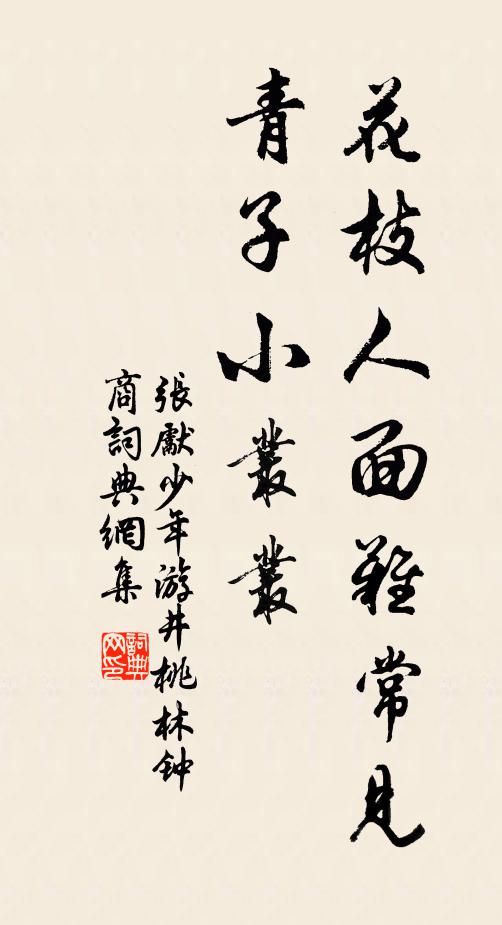 张先花枝人面难常见，青子小丛丛书法作品欣赏