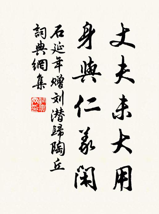 石延年丈夫未大用，身与仁义闲书法作品欣赏