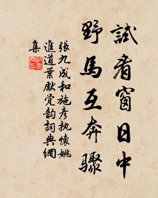 张九成试看窗日中，野马互奔骤书法作品欣赏