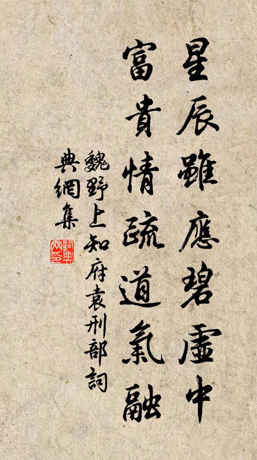 魏野星辰虽应碧虚中，富贵情疏道气融书法作品欣赏