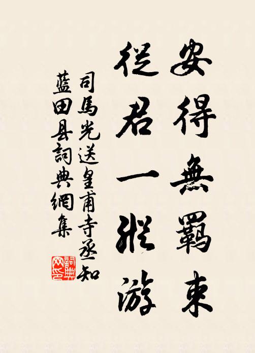 司马光安得无羁束，从君一纵游书法作品欣赏