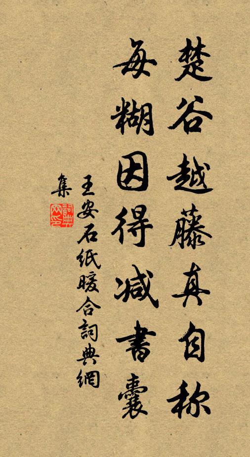 王安石楚谷越藤真自称，每糊因得减书囊书法作品欣赏