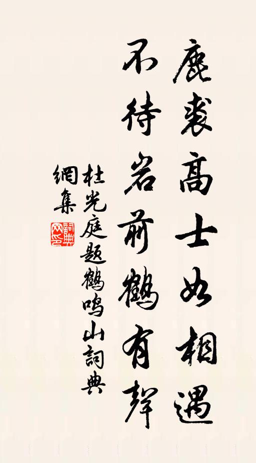 杜光庭鹿裘高士如相遇，不待岩前鹤有声书法作品欣赏