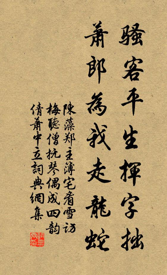 陈藻骚客平生挥字拙，萧郎为我走龙蛇书法作品欣赏