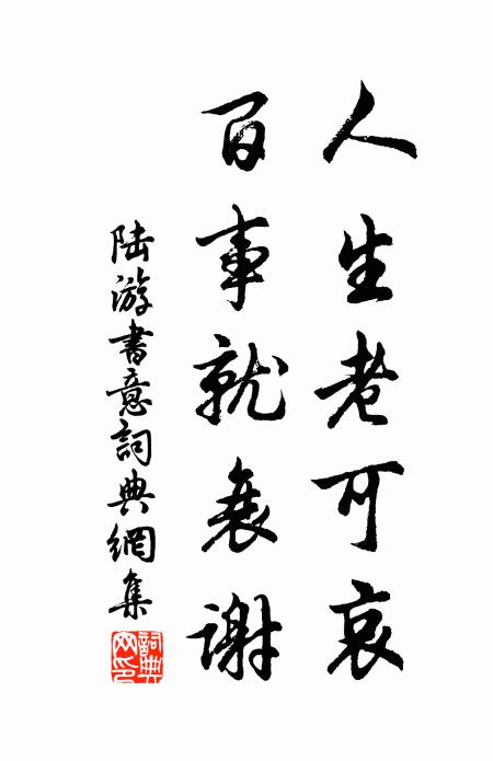 陆游人生老可哀，百事就衰谢书法作品欣赏