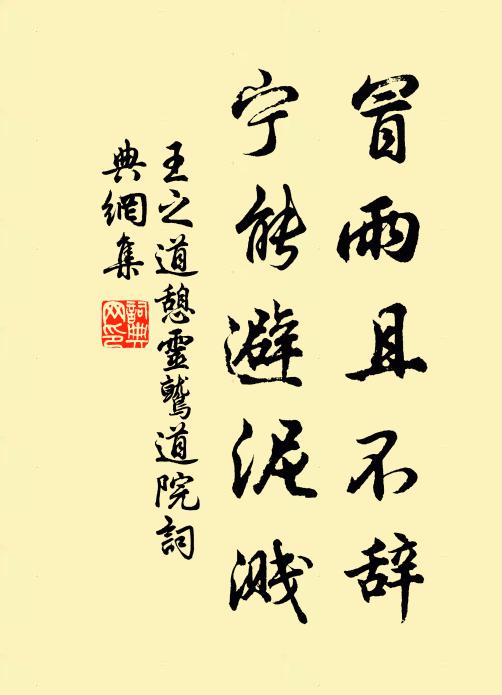 王之道冒雨且不辞，宁能避泥溅书法作品欣赏