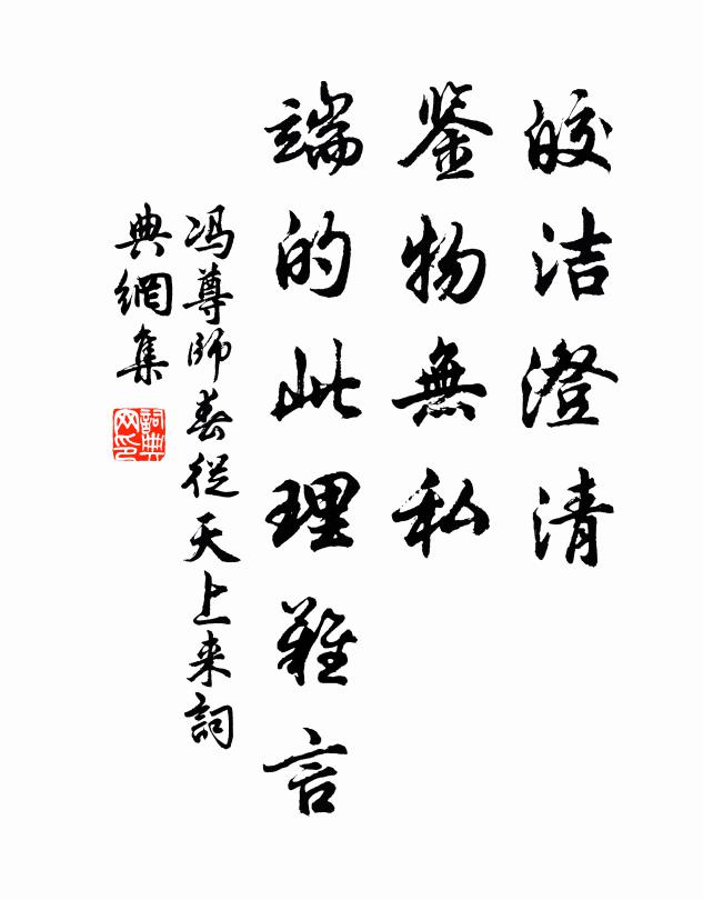 冯尊师皎洁澄清，鉴物无私，端的此理难言书法作品欣赏