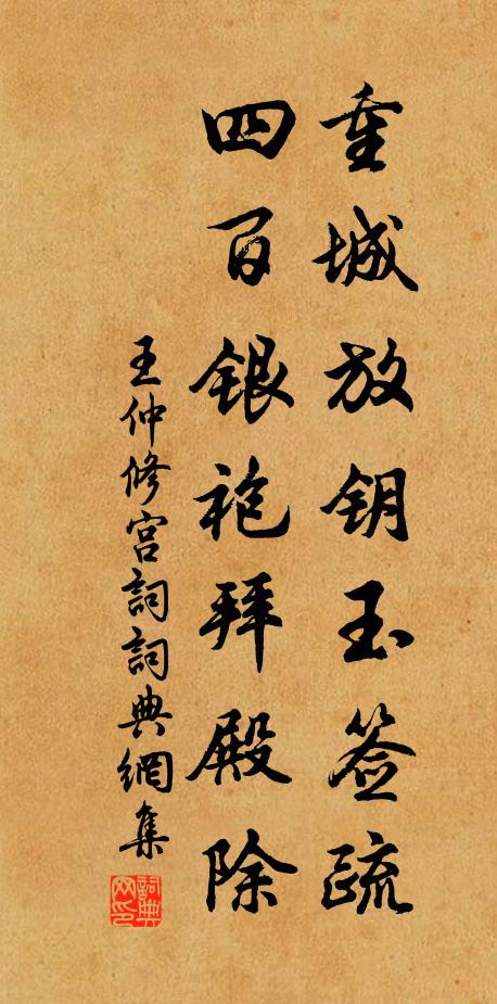 王仲修重城放钥玉签疏，四百银袍拜殿除书法作品欣赏