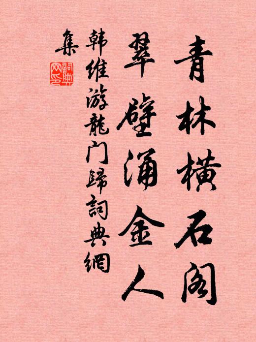 韩维青林横石阁，翠壁涌金人书法作品欣赏