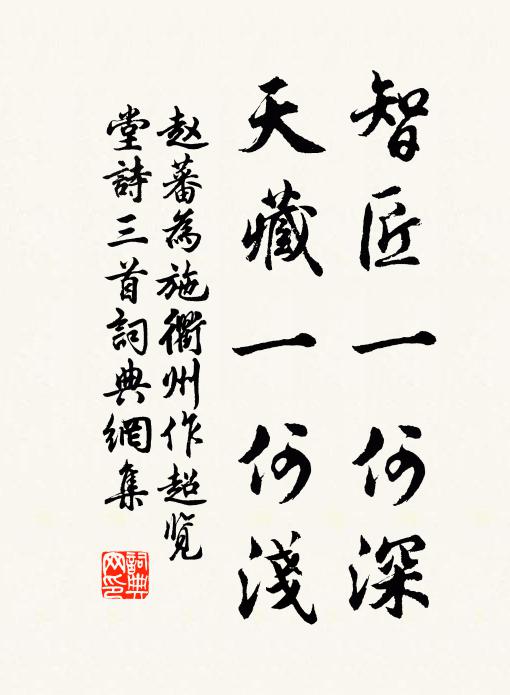 赵蕃智匠一何深，天藏一何浅书法作品欣赏