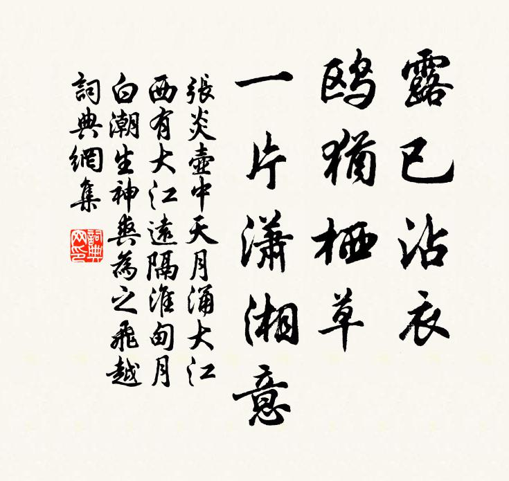 张炎露已沾衣，鸥犹栖草，一片潇湘意书法作品欣赏