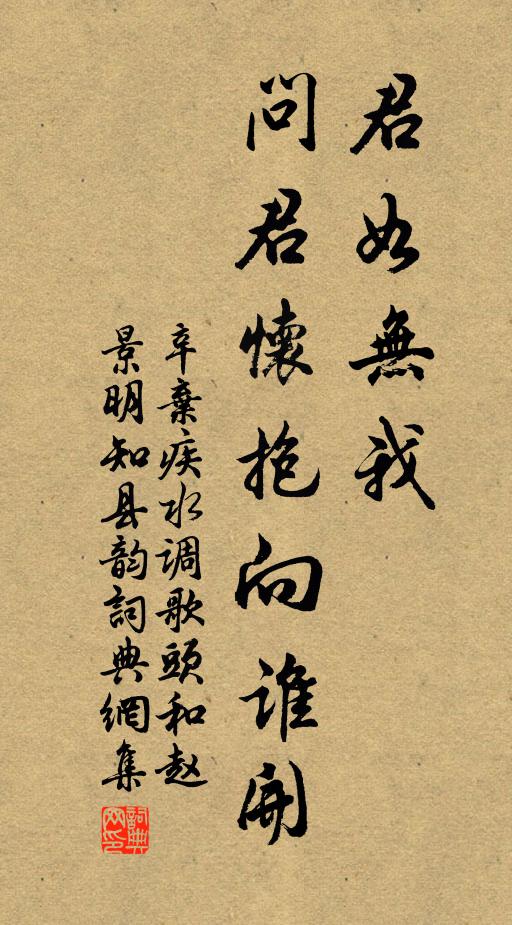 辛弃疾君如无我，问君怀抱向谁开书法作品欣赏