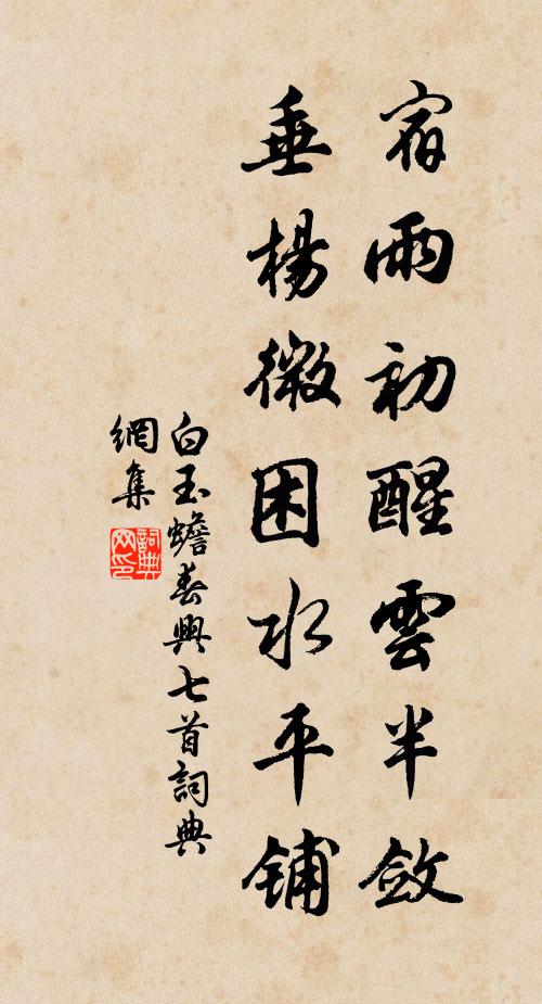 白玉蟾宿雨初醒云半敛，垂杨微困水平铺书法作品欣赏
