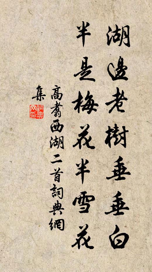 高翥湖边老树垂垂白，半是梅花半雪花书法作品欣赏
