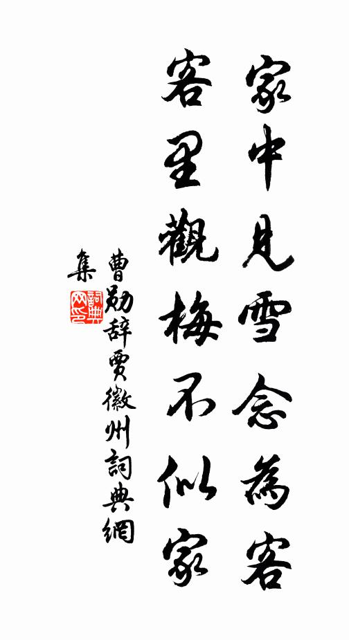 曹勋家中见雪念为客，客里观梅不似家书法作品欣赏