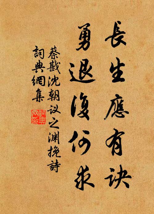 蔡戡长生应有诀，勇退复何求书法作品欣赏