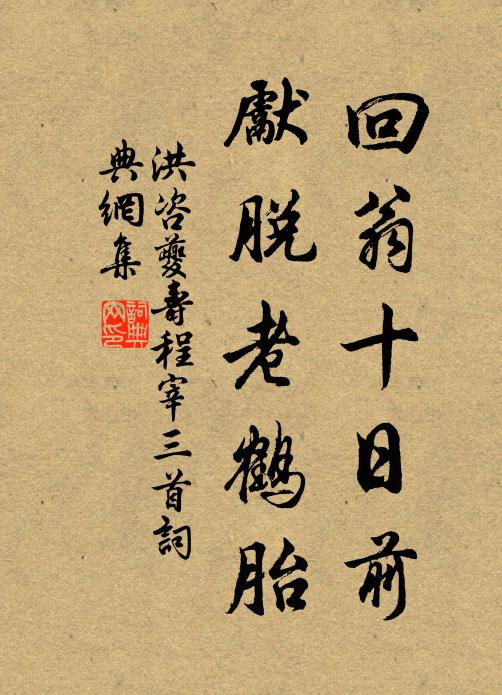 洪咨夔回翁十日前，先脱老鹤胎书法作品欣赏