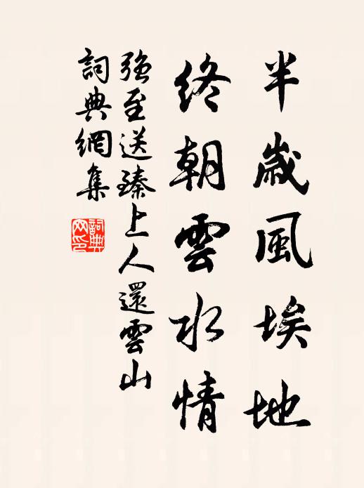 强至半岁风埃地，终朝云水情书法作品欣赏
